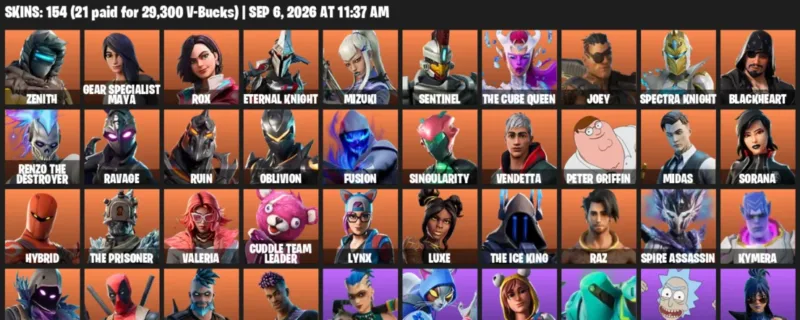 Fortnite account inventory for LVL 2860 - Zenith - Gear Specialist Maya - 154 Outfits