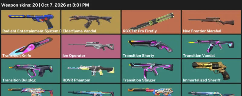 Valorant account inventory for LVL 83 · Transition Knife & Elderflame Vandal