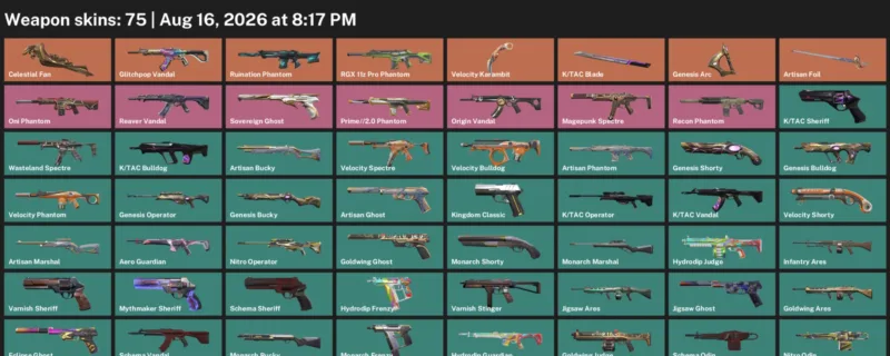Valorant account inventory for LVL 211 · Velocity Karambit & Tac Blade