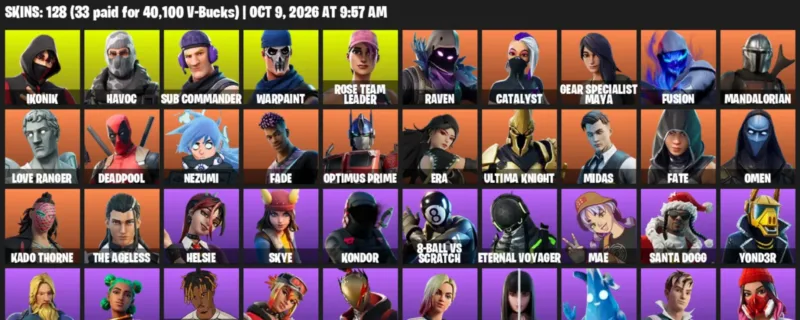Fortnite account inventory for IKONIK - Havoc - 120 Outfits