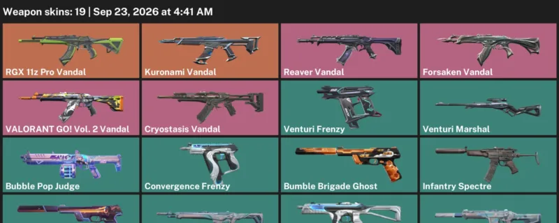 Valorant account inventory for LVL 36 · 9 Lives Phantom & 9 Lives Guardian