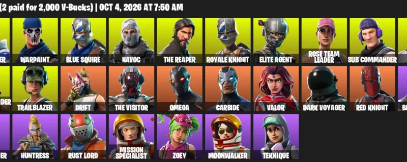 Fortnite account inventory for Blue Striker - Warpaint - 27 Outfits