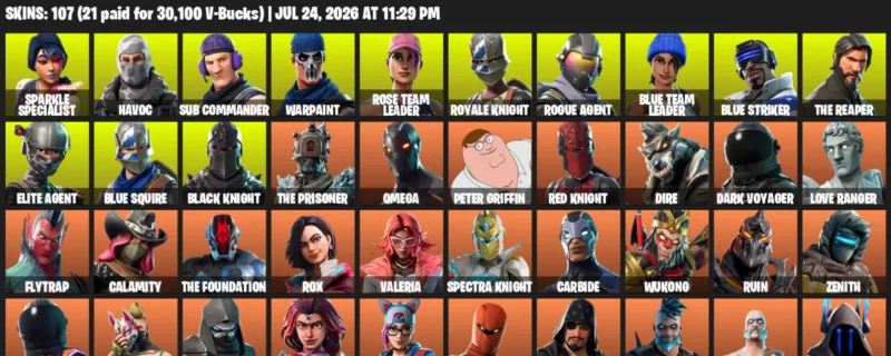 Fortnite Accounts listing: LVL 1361 - Sparkle Specialist - Havoc - 107 Outfits - 107 outfits