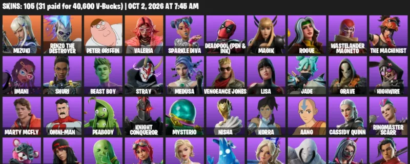 Fortnite account inventory for Mizuki - Renzo the Destroyer - 105 Outfits