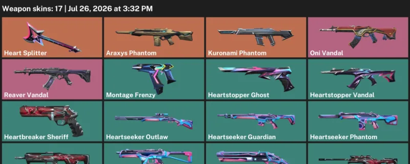 Valorant Accounts listing: LVL 82 · Araxys Phantom & Heart Splitter · 17 Skins - Gold 1, 17 skins