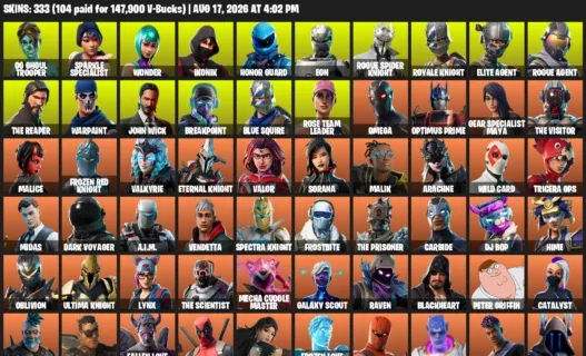 Fortnite account inventory for LVL 2359 - OG Ghoul Trooper - Sparkle Specialist - 333 Outfits