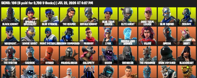 Fortnite Accounts listing: LVL 1069 - Black Knight - Sparkle Specialist - 106 Outfits - 106 outfits