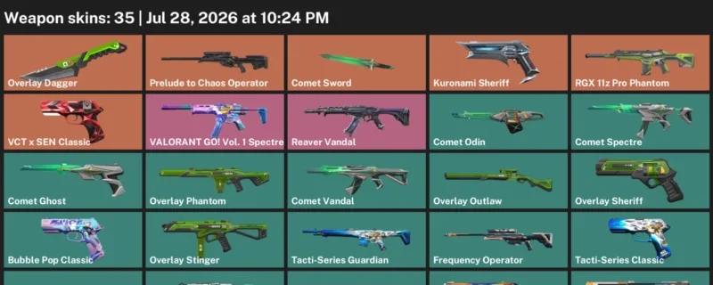 Valorant Accounts listing: LVL 146 · Comet Sword & Overlay Dagger · 35 Skins - Silver 2, 35 skins