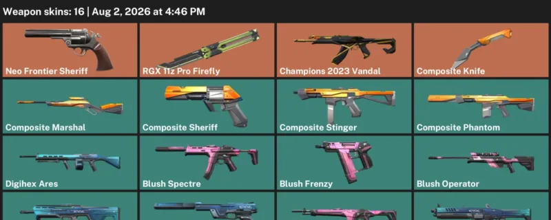 Valorant account inventory for LVL 49 · Champions 2023 Vandal & Composite Knife