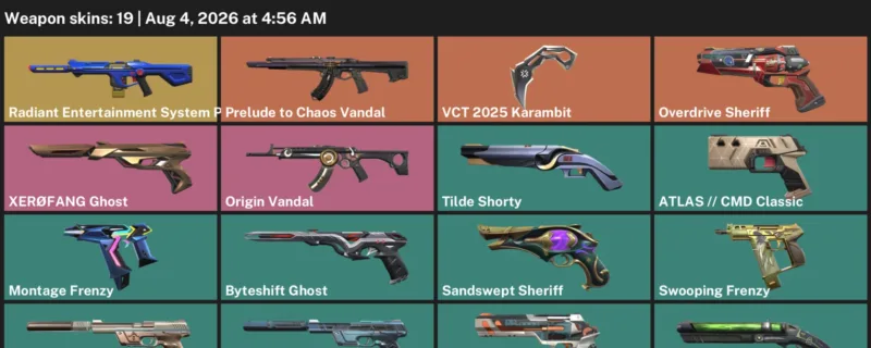 Valorant account inventory for LVL 219 · VCT 2025 Karambit & Monstrocity Sheriff