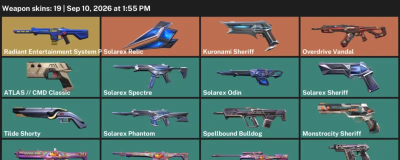 Valorant account inventory for LVL 122 · Kuronami Sheriff & Overdrive Vandal