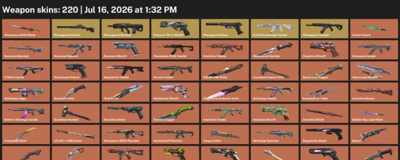 Valorant Accounts listing: LVL 350 · Byteshift Knife & Champions 2024 Blade · 220 Skins - Immortal 1, 220 skins