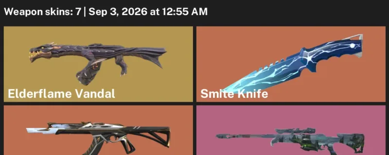 Valorant account inventory for LVL 90 · Elderflame Vandal & Smite Knife