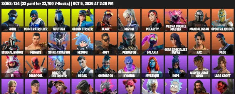 Fortnite account inventory for Fixer - Point Patroller - 120 Outfits