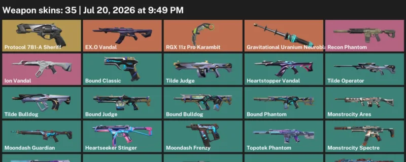 Valorant Accounts listing: LVL 53 · RGX 11z Pro Karambit · 35 Skins - Gold 1, 35 skins