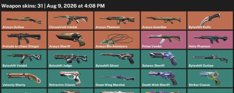 Valorant account inventory for LVL 195 · Araxys Phantom & Araxys Sheriff