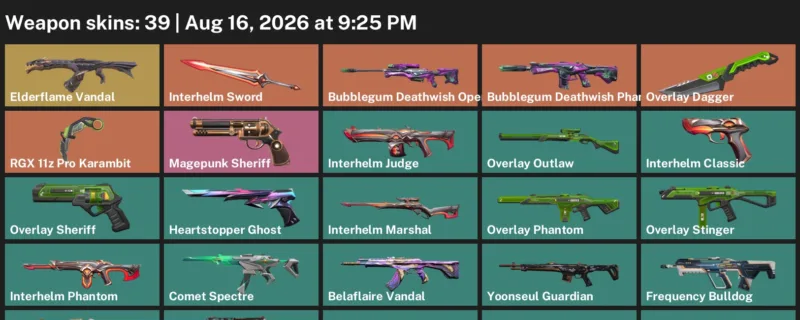 Valorant account inventory for LVL 124 · RGX 11z Pro Karambit & Overlay Dagger