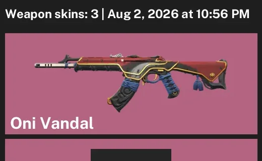 Valorant account inventory for LVL 15 · 3 Skins Oni Vandal & Oni Vandal & Soulstrife Ghost