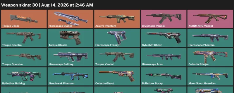 Valorant account inventory for LVL 91 · 30 Skins Araxys Phantom & Araxys Phantom & Bulletbox Bucky