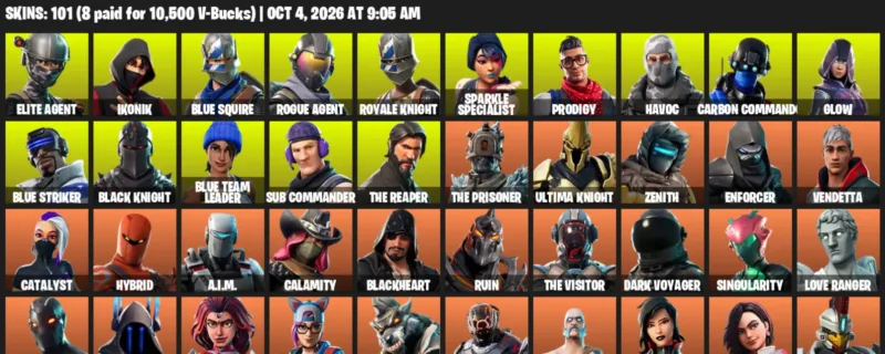Fortnite account inventory for Elite Agent - IKONIK - 101 Outfits