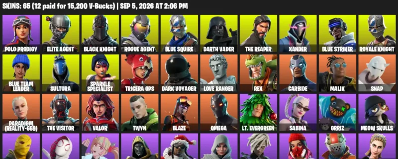 Fortnite account inventory for LVL 1750 - Polo Prodigy - Elite Agent - 65 Outfits