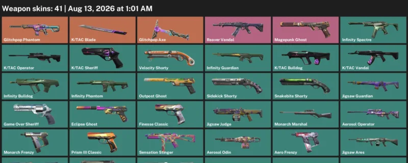 Valorant account inventory for LVL 205 · Tac Blade & Aerosol Operator