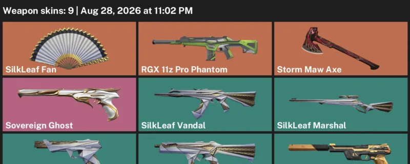 Valorant account inventory for LVL 26 · RGX 11z Pro Phantom & SilkLeaf Fan