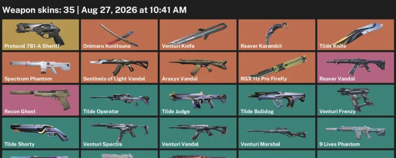 Valorant account inventory for LVL 81 · Reaver Karambit & Tilde Knife & 35 Skins Reaver Karambit