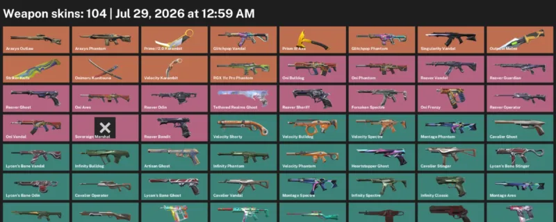 Valorant Accounts listing: LVL 273 · Outpost Melee & Prime//2.0 Karambit · 104 Skins - Bronze 1, 104 skins