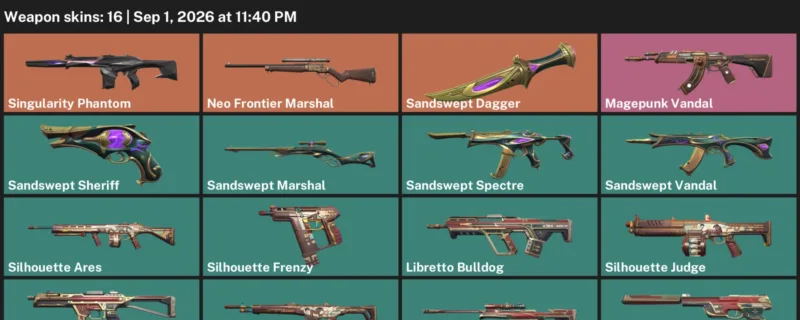 Valorant account inventory for LVL 62 · Magepunk Vandal & Sandswept Dagger