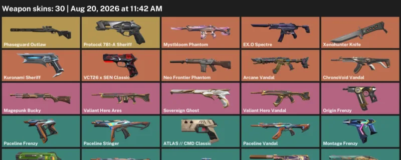Valorant account inventory for LVL 155 · Arcane Vandal & Xenohunter Knife