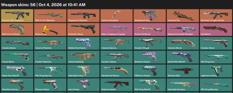 Valorant account inventory for LVL 234 · Celestial Fan & Velocity Karambit & 56 Skins Celestial Fan