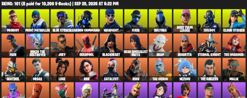 Fortnite account inventory for Prodigy - Point Patroller - 101 Outfits