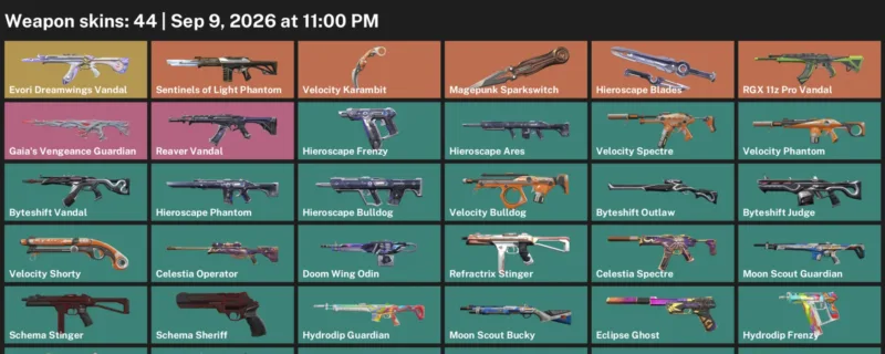 Valorant account inventory for LVL 113 · Velocity Karambit & Byteshift Vandal
