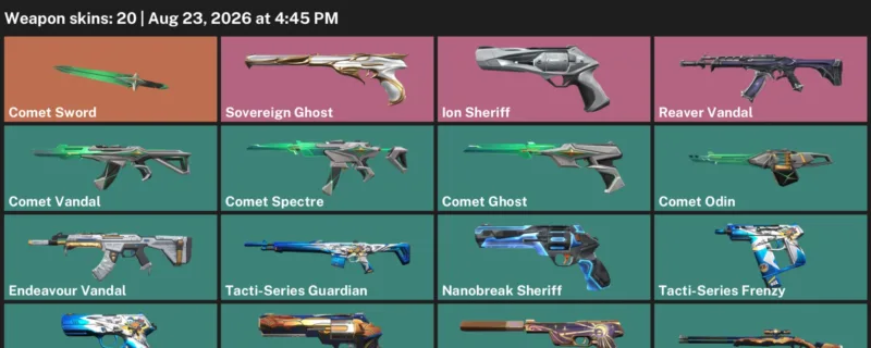 Valorant account inventory for LVL 96 · Cloudweaver Sheriff & Comet Odin