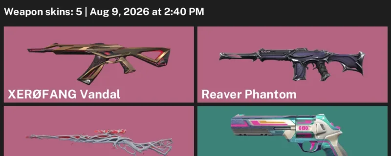 Valorant account inventory for LVL 88 · Reaver Phantom & XerØFang Vandal