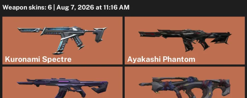 Valorant account inventory for LVL 74 · Ayakashi Phantom & EX.O Vandal & Kuronami Spectre