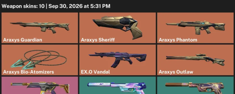Valorant account inventory for LVL 75 · Araxys Phantom & Araxys Sheriff