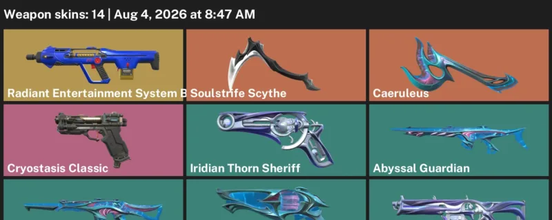 Valorant account inventory for LVL 22 · Soulstrife Scythe & Abyssal Phantom