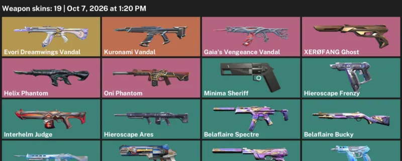 Valorant account inventory for LVL 52 · Evori Dreamwings Vandal & Gaia's Vengeance Vandal