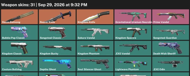 Valorant account inventory for LVL 132 · Reaver Knife & 31 Skins Kingdom Knife