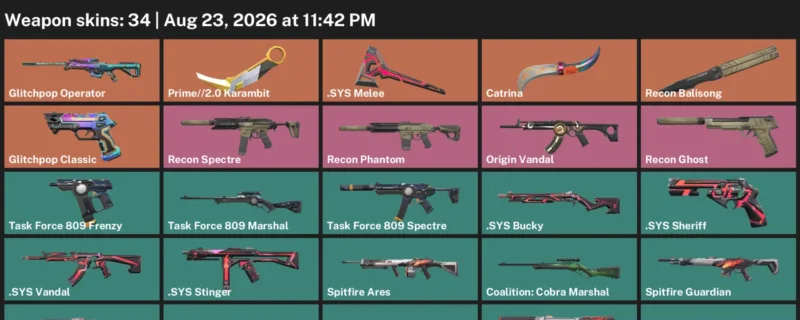 Valorant account inventory for LVL 67 · 2.0 Karambit & Sys Vandal