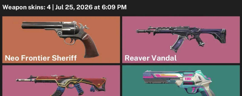 Valorant Accounts listing: LVL 66 · Neo Frontier Sheriff & Oni Vandal · 4 Skins - Silver 1, 4 skins