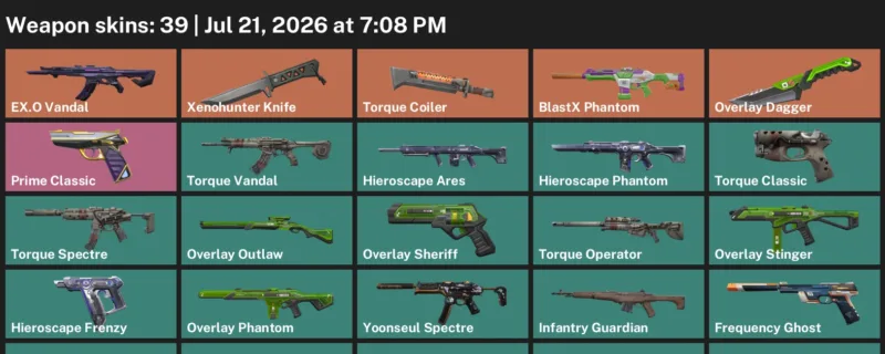 Valorant Accounts listing: LVL 79 · Overlay Dagger & Xenohunter Knife · 39 Skins - Gold 2, 39 skins