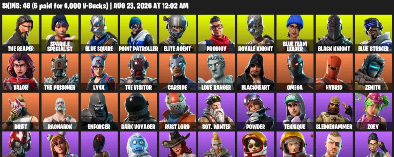 Fortnite account inventory for LVL 968 - The Reaper - Sparkle Specialist - 46 Outfits