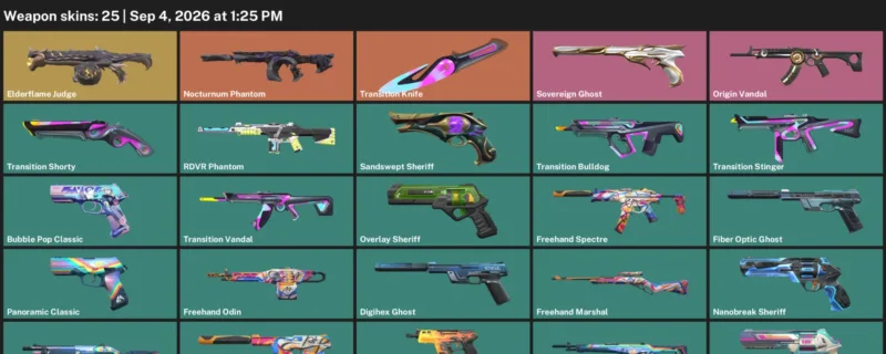 Valorant account inventory for LVL 172 · Transition Knife & Elderflame Judge