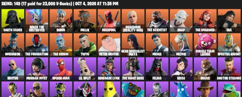 Fortnite account inventory for Darth Vader - Renzo the Destroyer - 120 Outfits