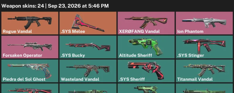 Valorant account inventory for LVL 68 · Sys Vandal & Sys Sheriff