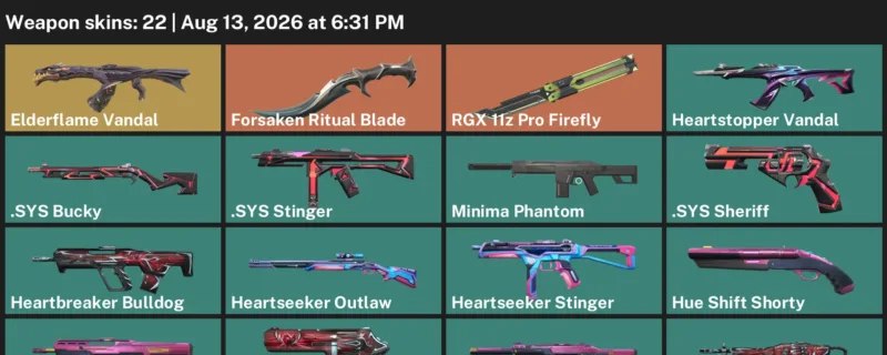 Valorant account inventory for LVL 36 · Forsaken Ritual Blade & Elderflame Vandal
