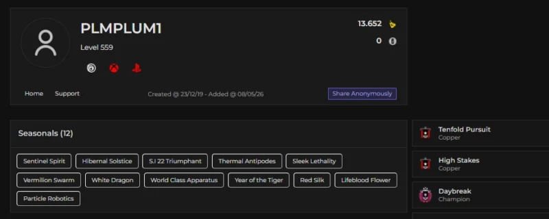 Rainbow Six Siege Accounts listing: LVL 559, Champion, 1.0 Diamond, 23 Attachment Skins - Champion, 21 Black Ice